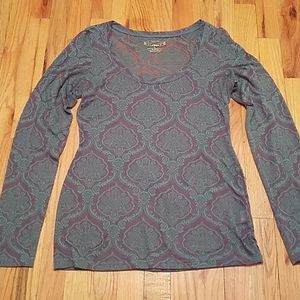 Green and gray pattern sheer top from Maurices